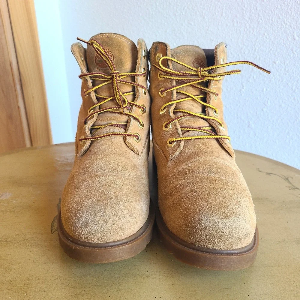 Timberland US‎ 7.5 Wheat Suede Nubuck High Top Ankle Boots Lace Up Work Leather